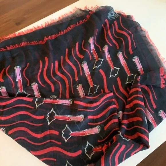 NWT Valentino GARAVANI Scarf Lipstick Black Red